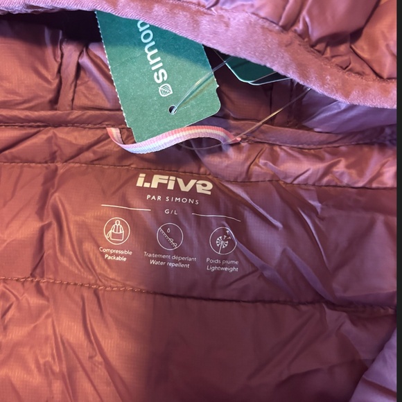 Light burgundy responsible down packable hooded puffer jacket NWT - Picture 9 of 13